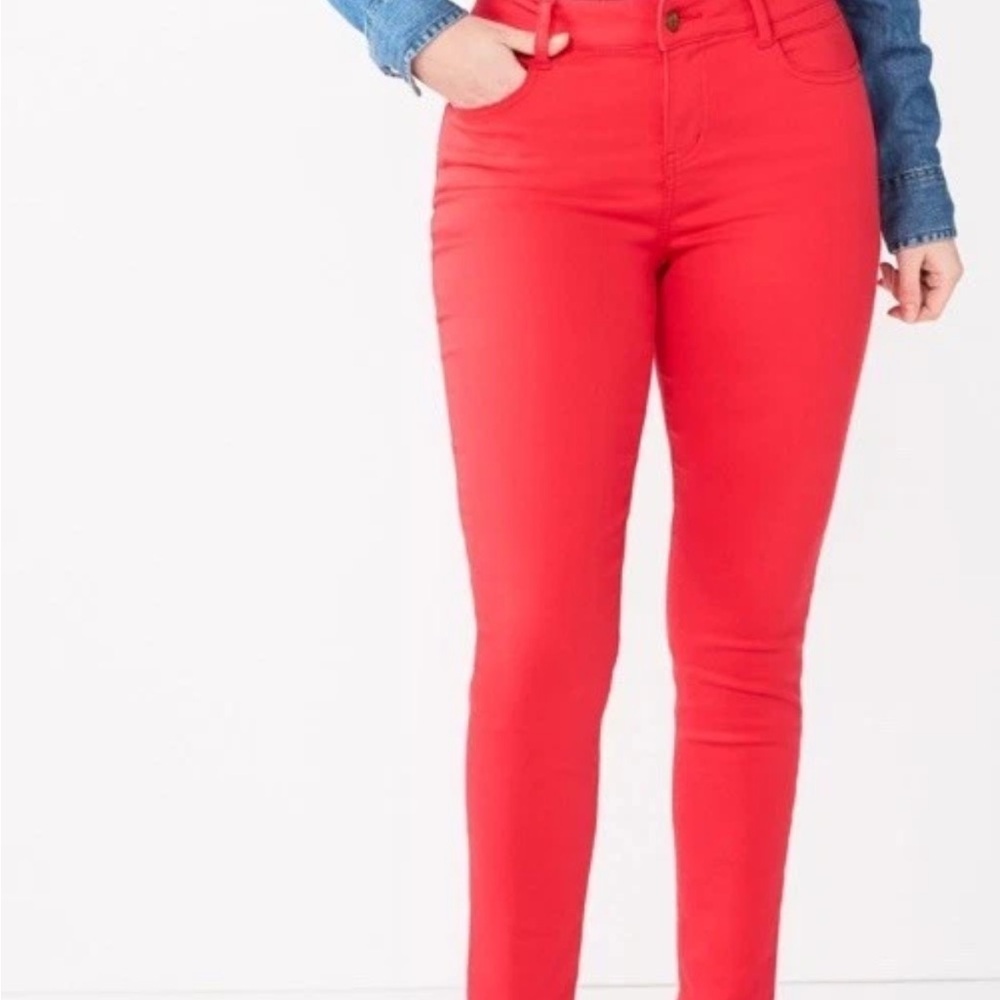 Draper James Red High-Rise Straight leg red Jeans